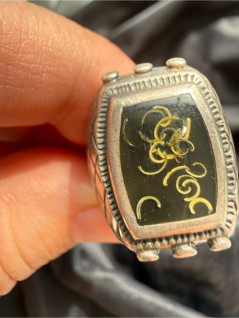 Vintage 925 Sterling Silver Tribal Statement Ring Size 11.5